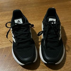 Adidas size 4.5 boys black running sneakers